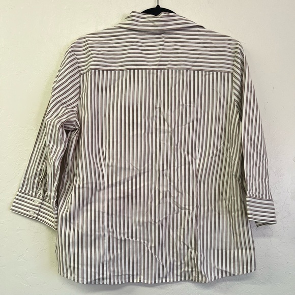 Croft & Barrow Striped 3/4 Sleeve‎ Collared Stretch Button Up Shirt Sz L EUC - Picture 2 of 7